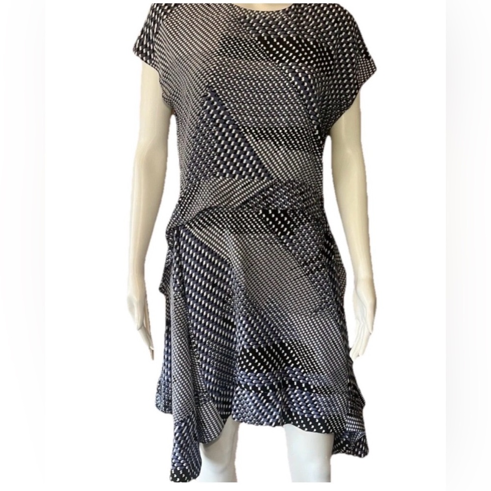 Juicy Couture Black Blue and White Asymmetrical Sheath Dress